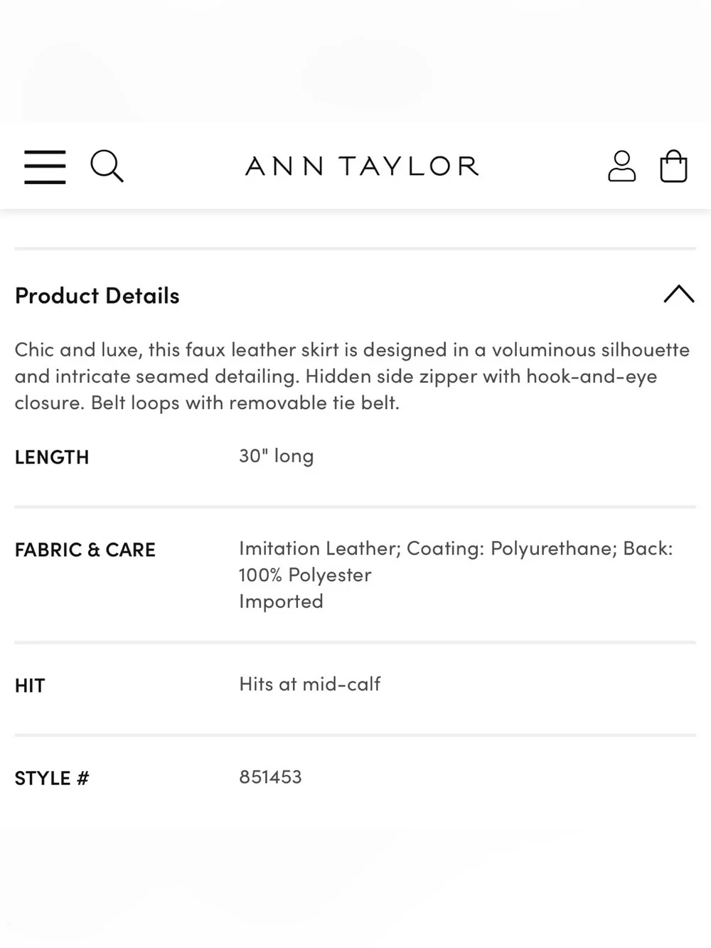 Ann Taylor Faux Leather Midi Skirt in Poised Plum, Size 4